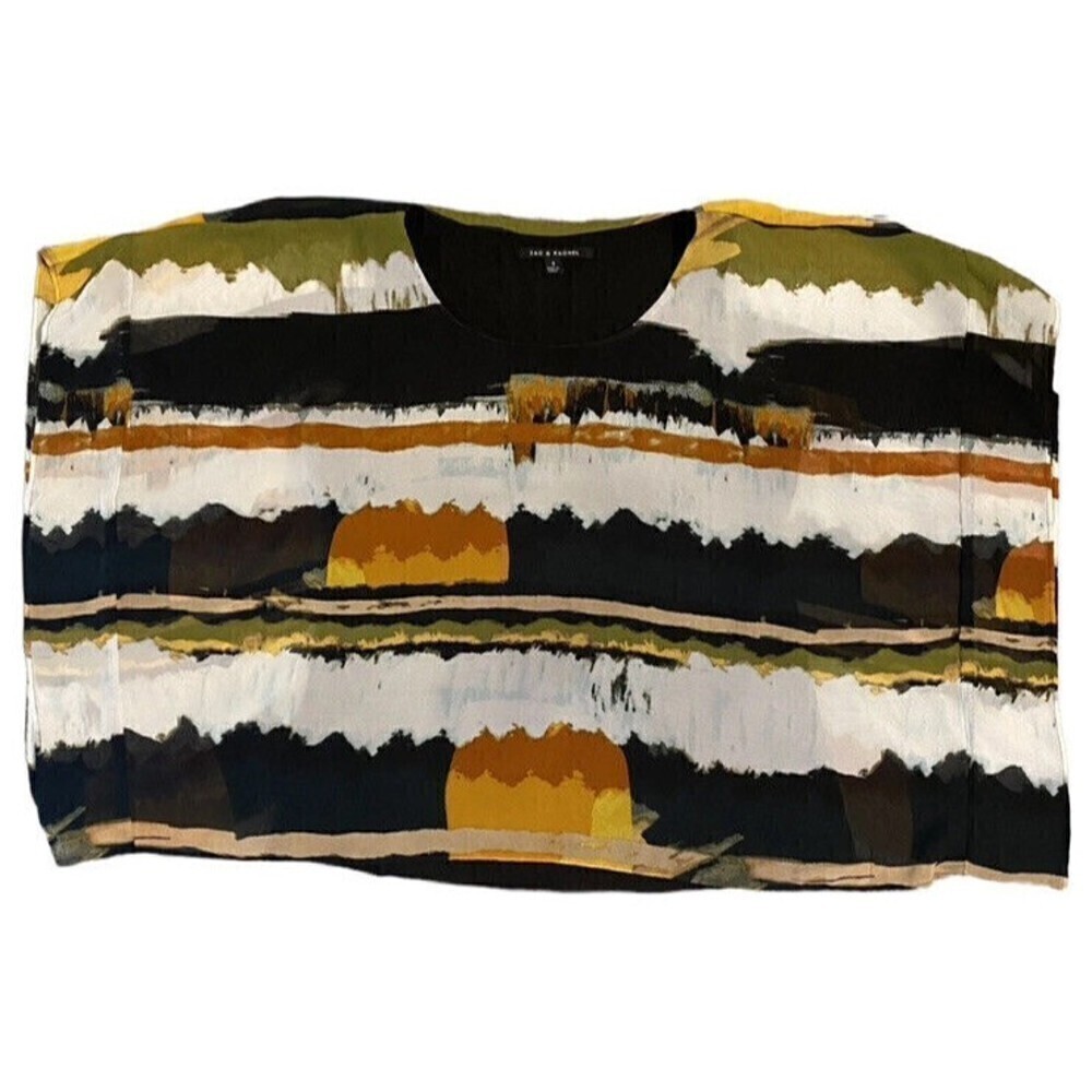 Zac & Rachel Size S Kimono Chiffon Boho Artsy Abstract Print Boxy Top